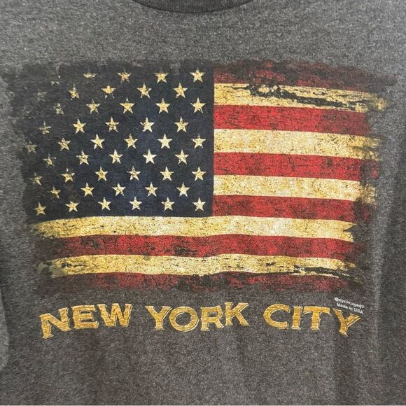 New York City distress flag screen print long sleeve tshirt size large - Picture 2 of 5